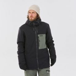 Kurtka snowboardowa męska Dreamscape ZIPROTEC SNB 500. Brązowe kurtki sportowe męskie DREAMSCAPE, na zimę, m, bez wzorów, z materiału, bez kaptura, narciarskie. Za 599.99 zł.