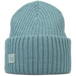 Czapka BUFF KNITTED BEANIE RUTGER BLUE GLASS. Niebieskie czapki damskie Buff, bez wzorów, sportowe. Za 159.90 zł.