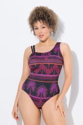 Damski Strój kąpielowy palmy miękkie miseczki dzielone ramiączko. Czarne stroje kąpielowe damskie Ulla Popken, plus size, bez wzorów, z elastanu. Za 211.99 zł.