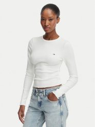 Tommy Jeans Bluzka DW0DW22783 Biały Slim Fit. Białe bluzki damskie Tommy Jeans, s, bez wzorów, z bawełny, bez kołnierzyka, bez ramiączek. Za 189.99 zł.