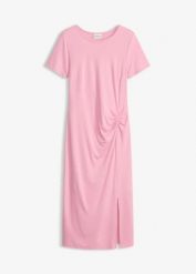 Sukienka z dżerseju z mieszanki wiskozy. Czerwone sukienki damskie bonprix, bez wzorów, z dżerseju, eleganckie, bez kołnierzyka, bez ramiączek. Za 54.99 zł.