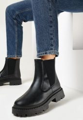 Czarne Botki Sztyblety na Platformie Oppore. Czarne botki damskie Born2be, bez wzorów, z jeansu, eleganckie, bez obcasa, na obcasie, bez zapięcia. Za 109.99 zł.