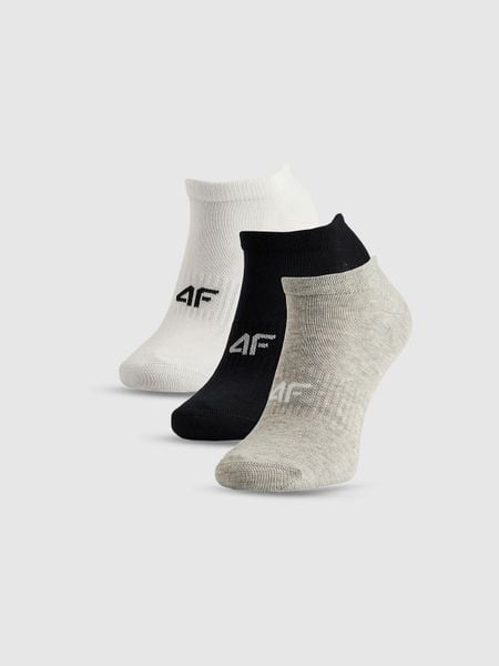 4F Skarpetki stopki (3-pack) męskie - czarne+szare+białe 39-42. Białe skarpety męskie 4F, bez wzorów, z bawełny. Za 49.99 zł.