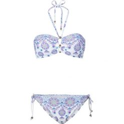 Bikini bandeau (2 części) bonprix biało-niebieski. Białe bikini bonprix, bez wzorów. Za 89.99 zł.