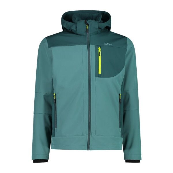 Kurtka męska rowerowa CMP 3A01787N. Zielone kurtki męskie CMP, l, bez wzorów, z softshellu, sportowe, z kapturem. Za 303.99 zł.