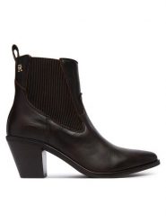 Tommy Hilfiger Botki Leather Western Chelsea Boot FW0FW09582 Brązowy. Brązowe botki damskie Tommy Hilfiger, bez wzorów, ze skóry, bez obcasa, na słupku, bez zapięcia. Za 749.99 zł.