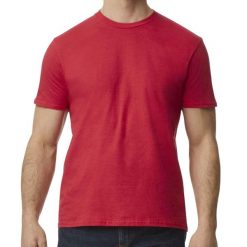 Koszulka Softstyle EZ Unisex Dla Dorosłych. Czerwone bluzki damskie GILDAN, xl, bez wzorów, sportowe, bez kołnierzyka, bez ramiączek. Za 43.99 zł.