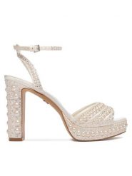 Aldo Sandały Chicgleam 14296202 Biały. Białe sandały damskie Aldo, bez wzorów, z materiału, bez obcasa, na szpilce, bez zapięcia. Za 629.99 zł.