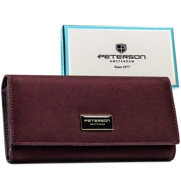 Fioletowy portfel damski wykonany ze skóry naturalnej i ekologicznej Peterson PTN PS401-HNL. Fioletowe portfele damskie Peterson, ze skóry. Za 119.99 zł.