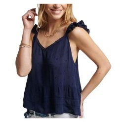 Koszulka turystyczna damska SuperDry Vintage Broderie. Czerwone koszulki sportowe damskie Superdry, m, bez wzorów, z wiskozy, bez ramiączek. Za 123.00 zł.