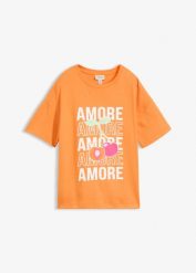T-shirt oversize z czystej bawełny organicznej. Brązowe t-shirty damskie bonprix, bez wzorów, z bawełny, bez kołnierzyka, bez ramiączek. Za 59.99 zł.