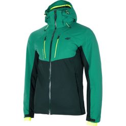 Kurtka narciarska męska KUMN258 - morska zieleń. Zielone kurtki sportowe męskie 4F, m, bez wzorów, z kapturem, climacool (adidas). W wyprzedaży za 299.99 zł.
