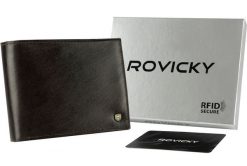 Portfel c. brązowy Rovicky N61-RVT-3197 D.Br. Brązowe portfele męskie ROVICKY, bez wzorów, ze skóry. Za 65.99 zł.