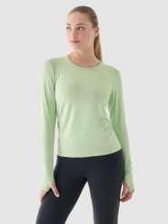 4F Longsleeve do biegania szybkoschnący damski - zielony XS. Zielone koszulki sportowe damskie 4F, xs, bez wzorów, z dzianiny, bez ramiączek, do biegania. W wyprzedaży za 79.99 zł.