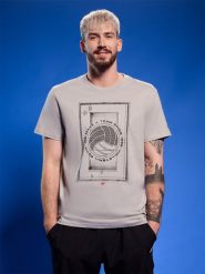 4F T-shirt regular z nadrukiem siatkarskim męski - szary S. Szare koszulki sportowe męskie 4F, l, bez wzorów, z bawełny, bez ramiączek, do siatkówki. Za 69.99 zł.