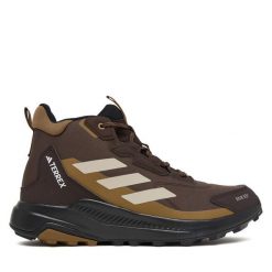 Trekkingi adidas. Brązowe botki męskie Adidas, bez wzorów, sportowe, bez obcasa, bez zapięcia. Za 439.99 zł.