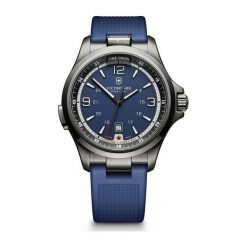 PROMOCJA ZEGAREK VICTORINOX SWISS ARMY NIGHT VISION 241707. Niebieskie zegarki męskie VICTORINOX, bez wzorów, z kauczuku, ze stali. W wyprzedaży za 1,880.00 zł.
