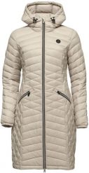 Damski płaszcz pętelkowy Jemina beżowy. Brązowe płaszcze damskie Scarpa, na zimę, s, bez wzorów, z materiału, eleganckie, bez kołnierzyka, bez kaptura. Za 229.79 zł.