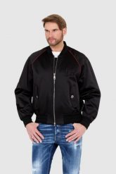 DOLCE & GABBANA Czarna kurtka bomber outwear jacket. Czarne kurtki męskie Dolce and Gabbana, m, bez wzorów, bez kaptura. W wyprzedaży za 4,199.99 zł.