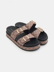 Sandały - wielobarwny. Sandały damskie Sinsay, bez wzorów, bez obcasa, bez zapięcia. Za 49.99 zł.