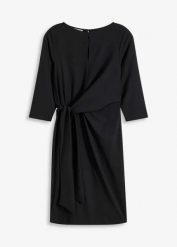 Sukienka z przewiązaniem. Czarne sukienki damskie bonprix, bez wzorów, eleganckie, bez kołnierzyka, bez ramiączek. Za 54.99 zł.