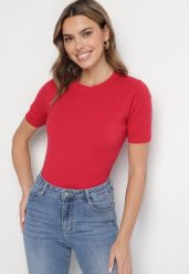 Czerwony Sweter z Ozdobnymi Ściągaczami Sanarella. Czerwone swetry nierozpinane damskie Born2be, uniwersalny, z aplikacjami, z jeansu, eleganckie, bez kołnierzyka, bez ramiączek. Za 44.99 zł.