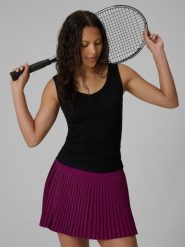 4F Top slim z prążkowanej dzianiny damski - czarny XS. Czarne topy damskie 4F, xs, bez wzorów, z bawełny, bez kołnierzyka, bez ramiączek. Za 49.99 zł.