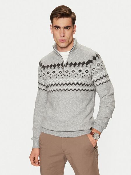 Guess Sweter M4PR59 Z3LQ0 Szary Regular Fit. Szare swetry męskie Guess, m, z aplikacjami, z syntetyku, bez kołnierzyka, bez ramiączek. Za 249.99 zł.