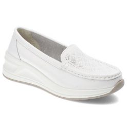 Białe Półbuty Artiker Wsuwane Obuwie Damskie. Białe półbuty damskie Artiker, bez wzorów, ze skóry, eleganckie, bez obcasa, na koturnie, bez zapięcia. Za 139.00 zł.