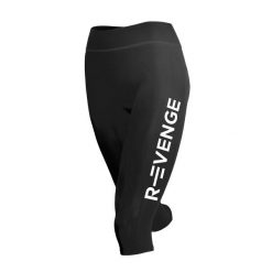 Legginsy techniczne do biegania Capri damskie z taśmami kinetycznymi. Czarne legginsy damskie R-EVENGE, bez wzorów, z elastanu. Za 280.89 zł.