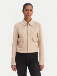 Morgan Kurtka z imitacji skóry 261-GELATO Beżowy Slim Fit. Brązowe kurtki damskie Morgan, bez wzorów, ze skóry, bez kaptura. Za 349.99 zł.