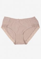 Ciemnobeżowe Bawełniane Majtki o Kroju Fig z Kokardką i Koronką Tamiseth. Brązowe majtki damskie Renee, z bawełny. Za 4.99 zł.