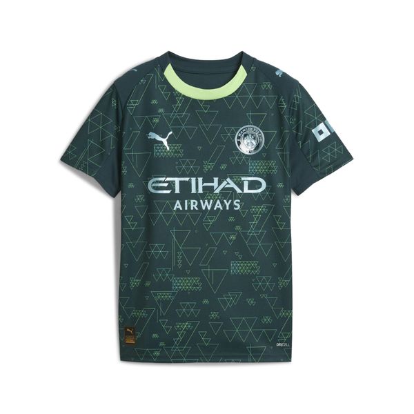 Młodzieżowa czwarta koszulka Manchester City 25/26 PUMA. Zielona bluzki damskie Puma, m, bez wzorów, młodzieżowe, bez kołnierzyka, bez ramiączek. Za 349.00 zł.