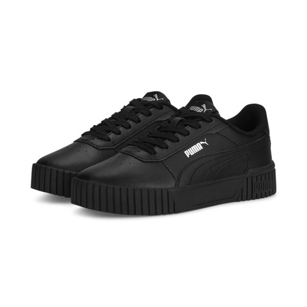Młodzieżowe sneakersy Carina 2.0 PUMA Black Silver Metallic metallic. Czarna obuwie sportowe damskie Puma, bez wzorów, z gumy, bez zapięcia, trekkingowe. Za 215.00 zł.
