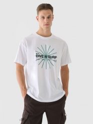 4F T-shirt regular z nadrukiem męski - biały S. Białe t-shirty męskie 4F, m, bez wzorów, z bawełny, bez kołnierzyka, bez ramiączek. Za 69.99 zł.