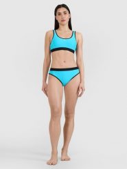 4F Dół od bikini damski - niebieski S. Niebieskie bikini 4F, s, bez wzorów, z elastanu. W wyprzedaży za 59.99 zł.