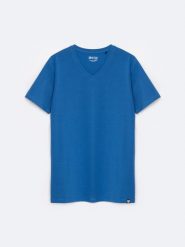 Koszulka męska v-neck niebieska Irtos 402. Niebieskie t-shirty męskie BIG STAR, l, z aplikacjami, z dzianiny, bez kołnierzyka, bez ramiączek. W wyprzedaży za 69.99 zł.
