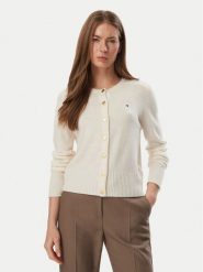 Tommy Hilfiger Kardigan WW0WW51439 Kremowy Slim Fit. Białe kardigany damskie Tommy Hilfiger, xs, bez wzorów, z wełny, bez kołnierzyka. Za 649.99 zł.