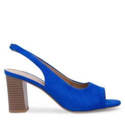 Sandały Clara Barson. Niebieskie sandały damskie Clara Barson, bez wzorów, bez obcasa, na słupku, bez zapięcia. Za 129.99 zł.