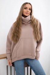 Bluza ocieplana oversize ciemno beżowa. Brązowe bluzy damskie KESI, l, bez wzorów, z bawełny, bez ramiączek, bez kaptura. Za 270.16 zł.