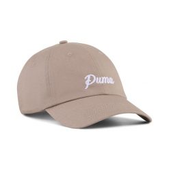 Czapka typu dad Essentials Script PUMA. Brązowe czapki damskie Puma, bez wzorów, eleganckie. Za 89.00 zł.