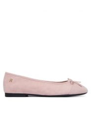 Tommy Hilfiger Baleriny Th Monogram Suede Ballerinas FW0FW09357 Różowy. Czerwone balerinki damskie Tommy Hilfiger, bez wzorów, ze skóry, bez obcasa, bez zapięcia. Za 409.99 zł.
