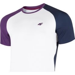 Koszulka męska do tenisa TSMF400 - biały. Białe t-shirty męskie 4F, m, bez wzorów, z dzianiny, bez kołnierzyka, bez ramiączek. W wyprzedaży za 49.99 zł.