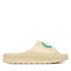 Klapki Lacoste. Białe klapki damskie Lacoste, bez wzorów, bez obcasa, bez zapięcia. Za 274.99 zł.