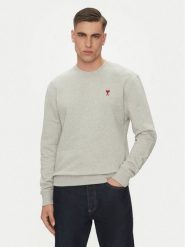 AMI Paris Bluza BFUSW035.730 Szary Regular Fit. Szare bluzy damskie AMI PARIS, m, bez wzorów, z bawełny, bez ramiączek, bez kaptura. Za 869.99 zł.