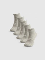 4F Skarpetki krótkie (5-pack) damskie - szare 35-38. Szare skarpetki damskie 4F, bez wzorów, z bawełny. Za 59.99 zł.