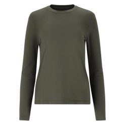 Damska koszulka z długim rękawem Athlecia Almi. Zielone bluzki damskie Endurance, bez wzorów, sportowe, bez kołnierzyka, bez ramiączek. Za 143.50 zł.