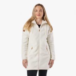 Bluza polarowa turystyka damska Swedemount Nordkap Pile Coat wodoodporna. Białe bluzy damskie SWEDEMOUNT, bez wzorów, z polaru, sportowe, bez ramiączek, bez kaptura. W wyprzedaży za 359.99 zł.