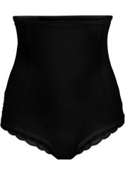 Figi panty shape z koronką, silny stopień modelowania sylwetki. Czarne majtki damskie bonprix, z koronki. Za 77.99 zł.