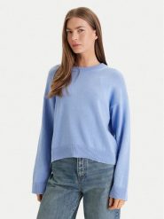 Calvin Klein Sweter LV047D305G Niebieski Relaxed Fit. Niebieskie swetry nierozpinane damskie Calvin Klein, xs, bez wzorów, z bawełny, bez kołnierzyka, bez ramiączek. Za 489.99 zł.